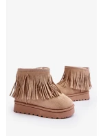 Zateplené dětské sněhule s ozdobnými třásněmi Béžová Nimia