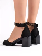 Zajímavé sandály dámské černé na širokém podpatku Zajímavé sandály dámské černé na širokém podpatku