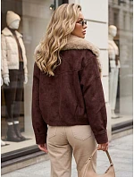 Dámská zimní semišová bunda s kožešinou, vínová, FashionStreet TY5699