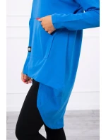 Mikina s kapucí s dlouhými zády chrpová