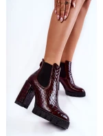 Lakované boty Hadí vzor na sloupku Burgundy Eldey