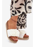Dámské Klapky Na Platformě S Ozdobnými Květinami Bílé Tessara