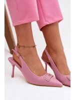 Sandály Podpatky Dámské S Ozdobným Detalem Růžové Lurella