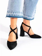 Originální černé lodičky dámské na širokém podpatku Originální černé lodičky dámské na širokém podpatku