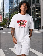 Pánské tričko oversize s nápisem NEVER MIND černé FashionStreet NX1021R Pánské tričko oversize s nápisem NEVER MIND černé FashionStreet NX1021R