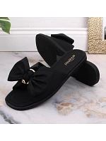 Dámské ploché žabky s mašlí černé eVento 5479