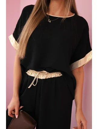 Viskózový komplet se zlatým lemováním černý Viskózový komplet se zlatým lemováním černý