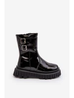Dětské lakované boty se spony černé Chloraia