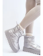 Dámské sněhule na masivní platformě stříbrné Fionia