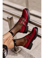Dámské polobotky s pásky lakované bordové Terione