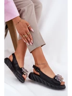 Dámské kožené sandály s krystaly Artiker 54C1628 černé