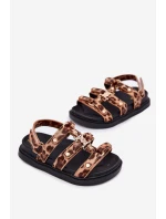 Dívčí sandály se zlatým detailem leopard Lunessa