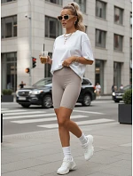 Dámské cyklistické šortky s vysokým pasem, šedé, FashionStreet SY0569 Dámské cyklistické šortky s vysokým pasem, šedé, FashionStreet SY0569