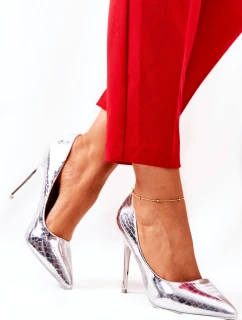 Podpatky s hadím vzorem stříbrne Tissoria