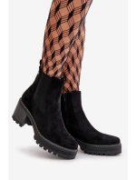 Dámské Botky Zateplené Na Podpatku Eko Semišové Černé Irissinae Dámské Botky Zateplené Na Podpatku Eko Semišové Černé Irissinae