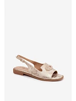 Ženské sandály Ploché S Ozdobou S.Barski KV61-6040 Zlaté