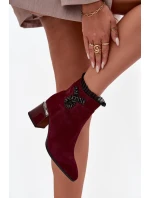 Dámské zateplené kotníkové boty z přírodního semiše D&A - bordó