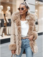 Dámská zimní bunda parka s kožešinou CHARMFUR béžová FashionStreet TY4770 Dámská zimní bunda parka s kožešinou CHARMFUR béžová FashionStreet TY4770