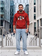 Pánská mikina s kapucí a potiskem TOKYO, červená, FashionStreet NX5146BX Pánská mikina s kapucí a potiskem TOKYO, červená, FashionStreet NX5146BX
