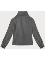 Volná šedá pruhovaná žebrovaná bunda s límcem (244003) Volná šedá pruhovaná žebrovaná bunda s límcem (244003)