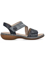 Dámské kožené sandály na suchý zip tmavě modré Rieker 65964-12