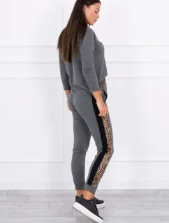 Sada s leopardím vzorem v grafitové barvě