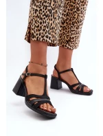 Dámské sandály na podpatku z ekokože černé Lyana