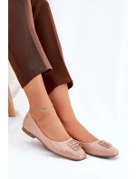Lakované Elegantní Dámské Baletky S Ozdobným Detalem Béžové Vinceza 17377