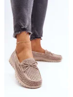 Béžové dámské mokasíny s mašlí Béžové dámské mokasíny s mašlí