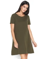 Dámské šaty na denní nošení ve volném střihu krátké khaki - Khaki - Makadamia Dámské šaty na denní nošení ve volném střihu krátké khaki - Khaki - Makadamia