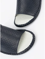 Krásné tmavě modré  nazouváky dámské na plochém podpatku