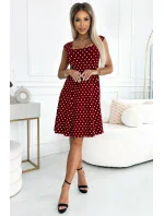 241-3 Bavlněné šaty STELLA se vsazeným výstřihem - Bordeaux s puntíky 241-3 Bavlněné šaty STELLA se vsazeným výstřihem - Bordeaux s puntíky