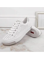 Rieker W RKR642 bílá kožená prolamovaná obuv