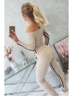 Sada s dvojitými pruhy béžová+černá