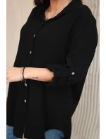 Bavlněná mušelínová košile oversize černý
