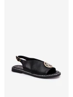 Ploché Elegantní Sandály S Dekorací Černé Iseliria Ploché Elegantní Sandály S Dekorací Černé Iseliria