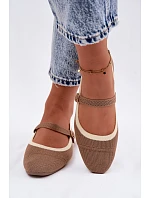 Ploché baleríny z síťovaného materiálu světle hnědé Zelisa