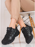 Moderní  trekingové boty černé dámské bez podpatku