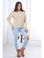 Svetr s pleteninou béžový Svetr s pleteninou béžový