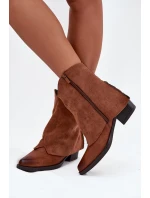 Zateplené Cowboy Kotníčkové Boty Na Podpatku Camel Sylvette