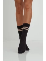 Dámské ponožky s copem a pruhy Černé