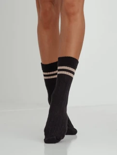 Dámské ponožky s copem a pruhy Černé