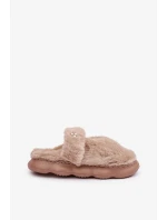 Futrzane Pantofle S Malou Broží Tmavě Béžové Primaria
