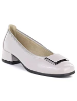 Kožené lodičky na nízkém podpatku šedé Vinceza 18129