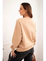 Dámská mikina s okrouhlým výstřihem basic z bavlny béžová
