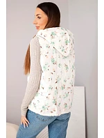 Dámská prošívaná vesta s kapucí a květinovým vzorem mátová