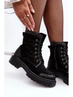 Dámské zdobené boty s zipem černé Santelia
