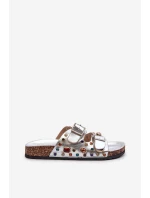 Dekorované Dámské Žabky S Páskami S.Barski MY121 Stříbrné Dekorované Dámské Žabky S Páskami S.Barski MY121 Stříbrné