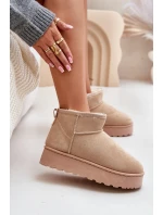 Dámské Sněhule Na Platformě Zateplené Kožíškem Béžové Xamella