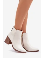 Botky Na Podpatku Přírodní Kůže Zazoo 3673 Bílé